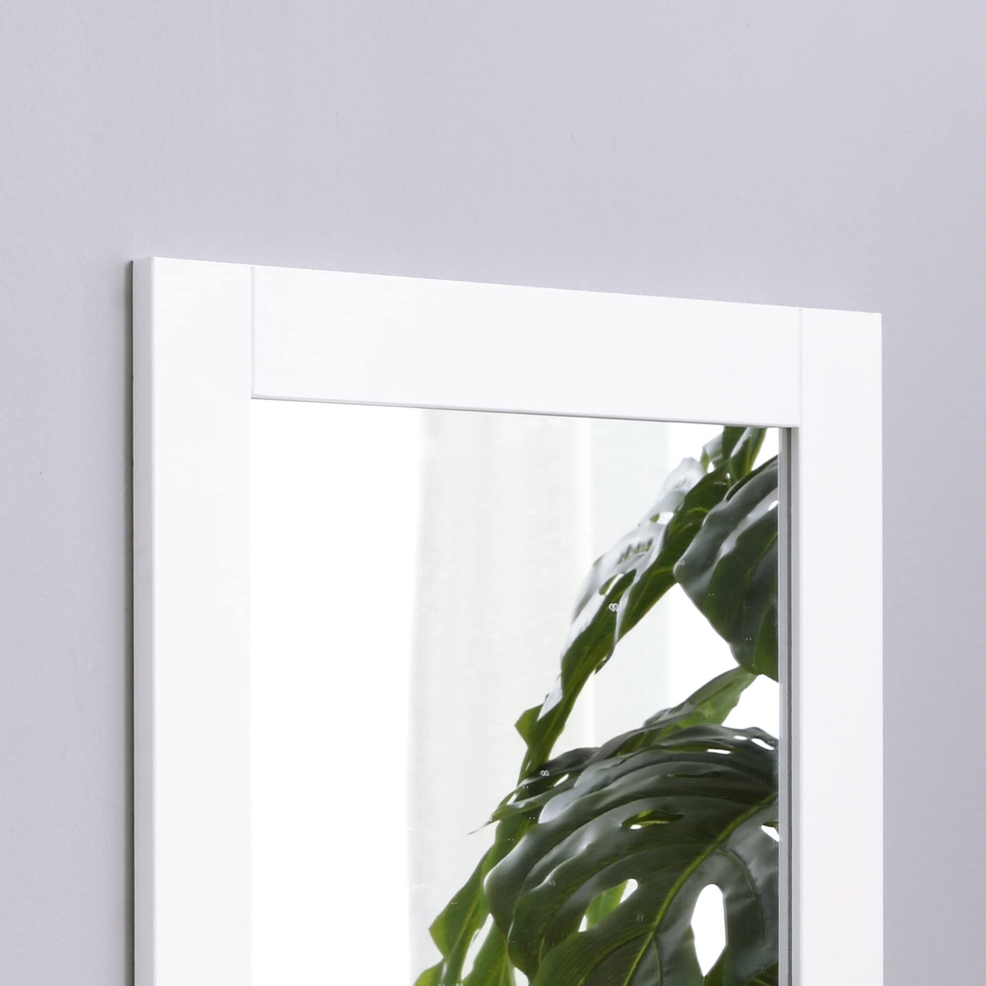 kleankin Espejo de Baño 50x11,5x60 cm Espejo de Pared con Estante Blanco | Moderno, Estante de Almacenaje, Marco de Madera, para Dormitorio, para Aseo