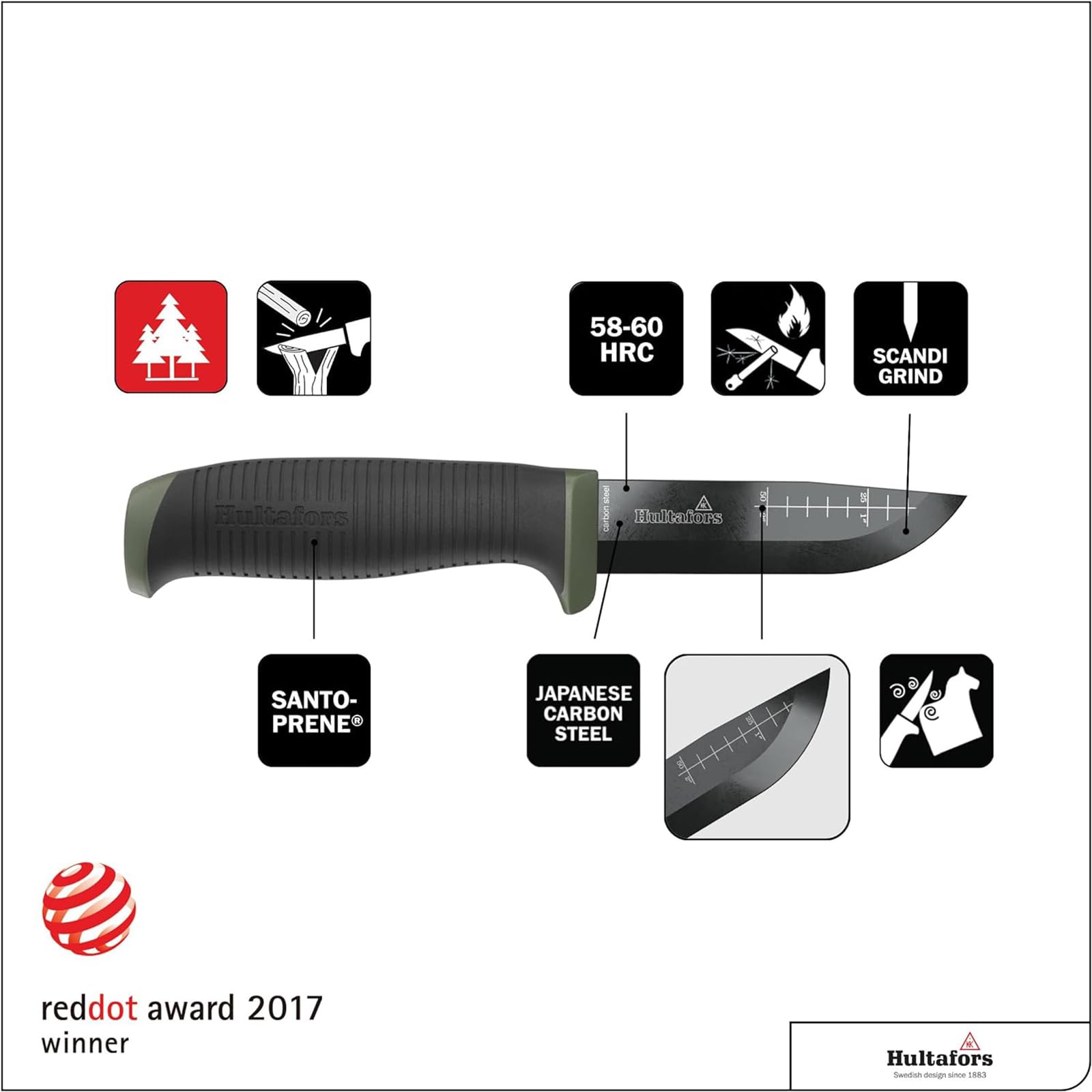 Hultafors Outdoor-Messer OK4 + Feuerstahl FS 380280