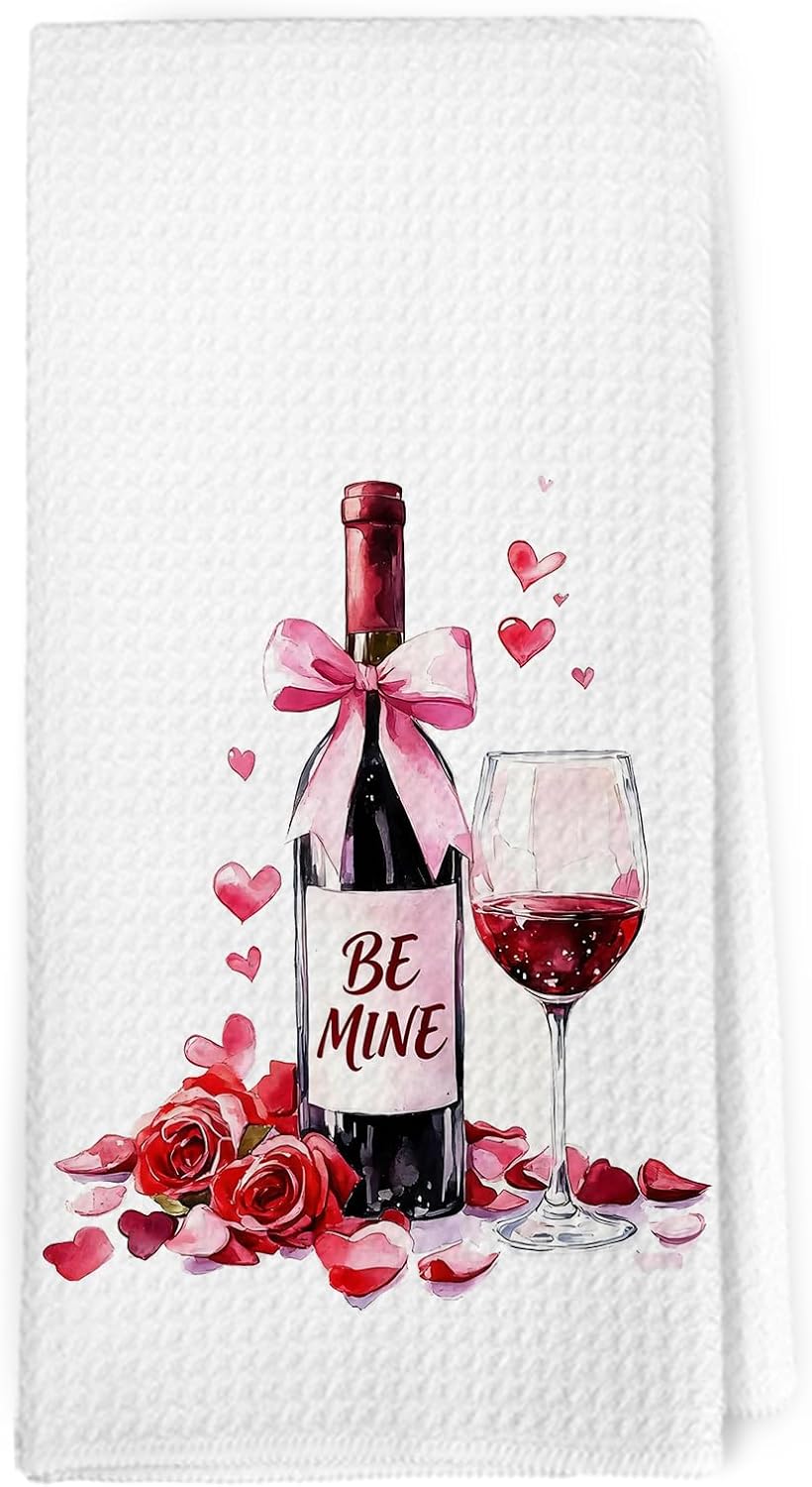 Dibor Funny Wine Friendship Kitchen Towels Dishcloth, Gifts for Best Friends Bestie Women Decor Dish Towels, Wine Lovers Gifts Decorative Hand Tea Towel for Kitchen, 16x24 Inch