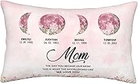 Vista 20 de Custom The Day You Became Our Mom Pillow Cover, Personalized Family Birth Moon Phase Pillowcases with Name Birthdate Gift for Mom Dad Father's Day