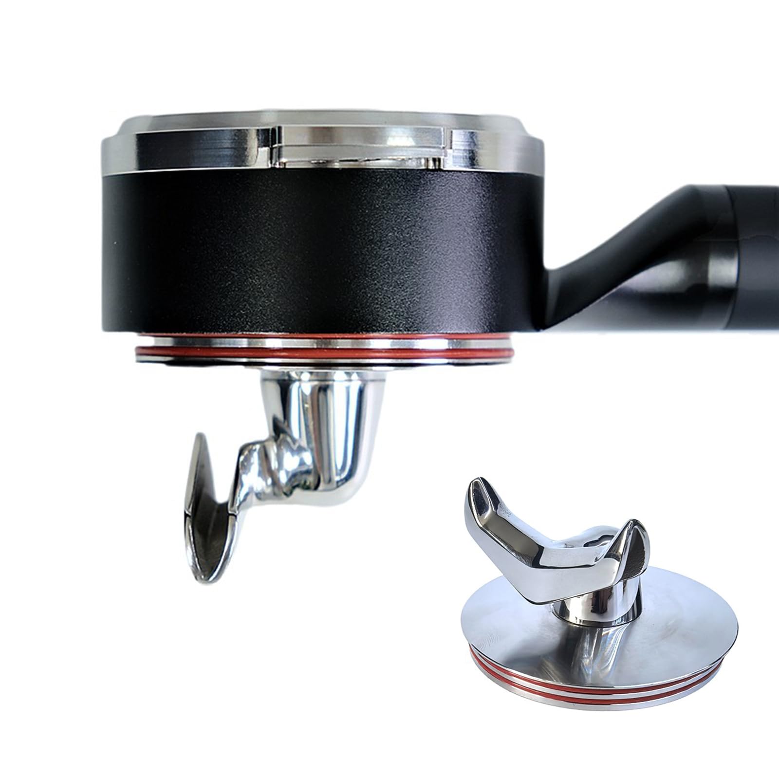 Portafiltro Sin Fondo De 58 Mm, Mango Plano Sin Fondo para Cafetera, con Boquilla De Cuerno De Buey/lingote, Compatible con Cafeteras Espresso E61, para Preparar Café En Casa