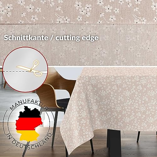 Nappe de table beige motif violons 100x140 cm lavable en coton-polyester
