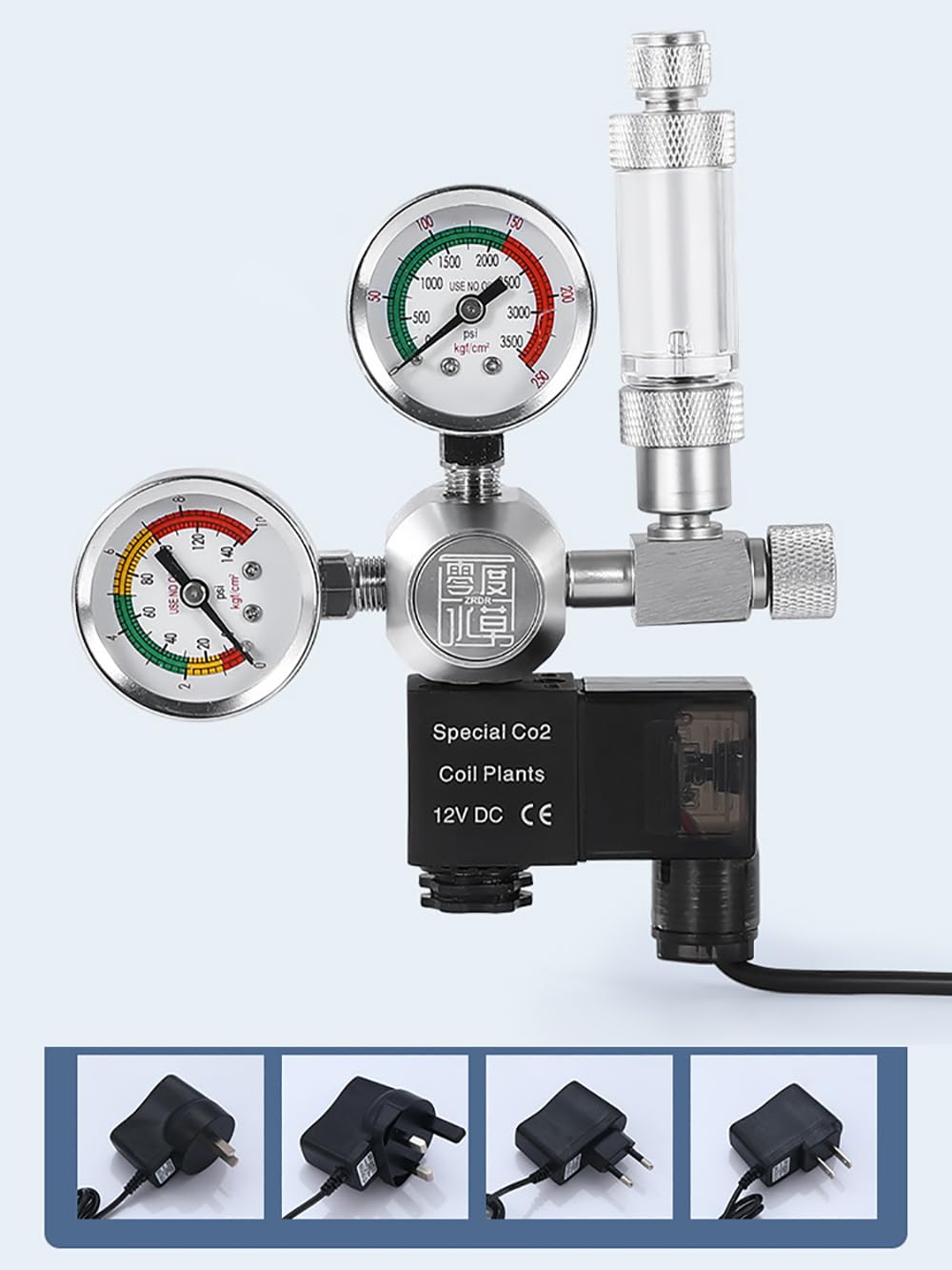 Zawór redukcji ciśnienia CO2, sprzęt do reakcji CO2 do akwarium z zaworem elektromagnetycznym, podwójny manometr System sterowania CO2 (1-2UNF)