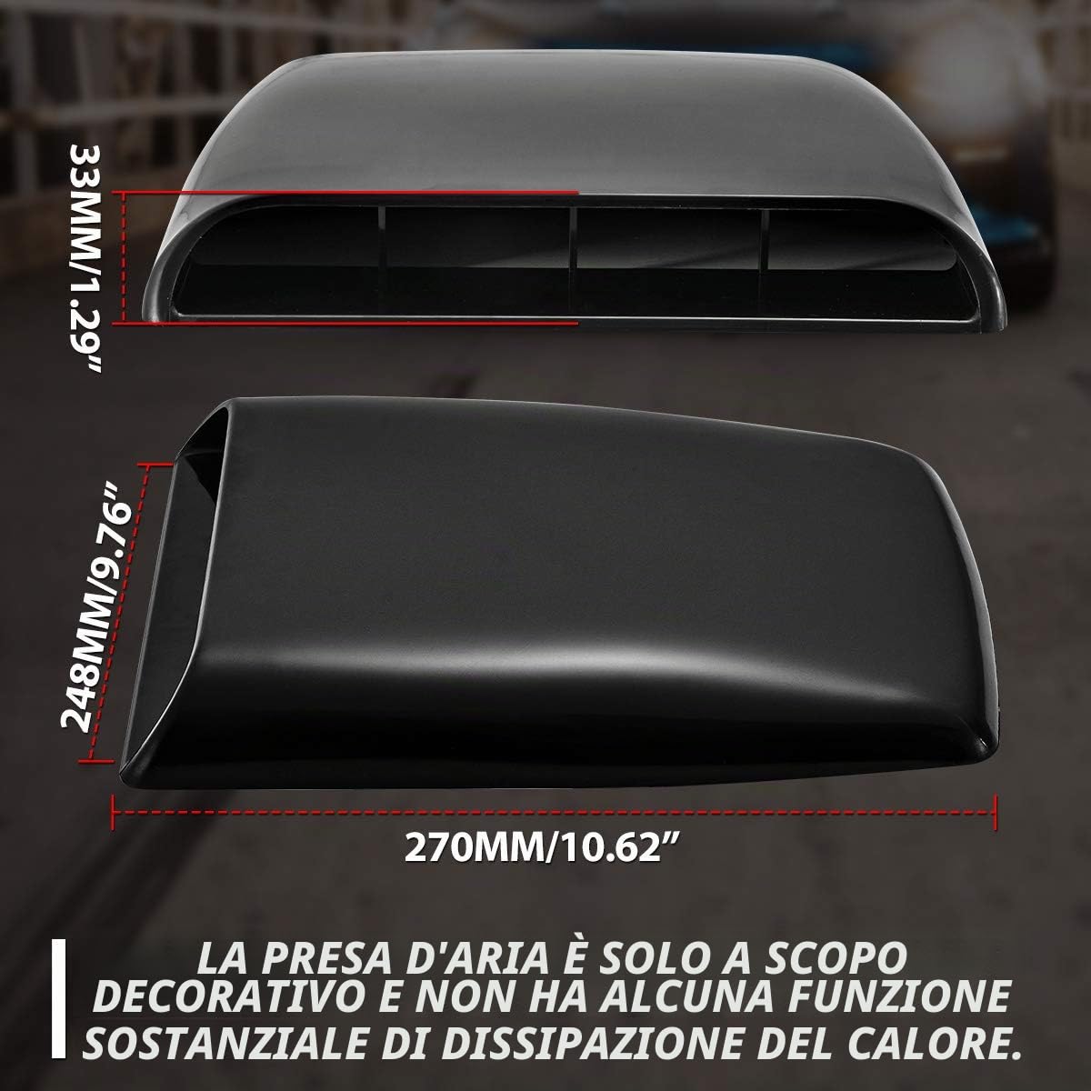 KaTur - Copertura decorativa universale per presa d’aria, per motori turbo, da applicare sul cofano dell’auto