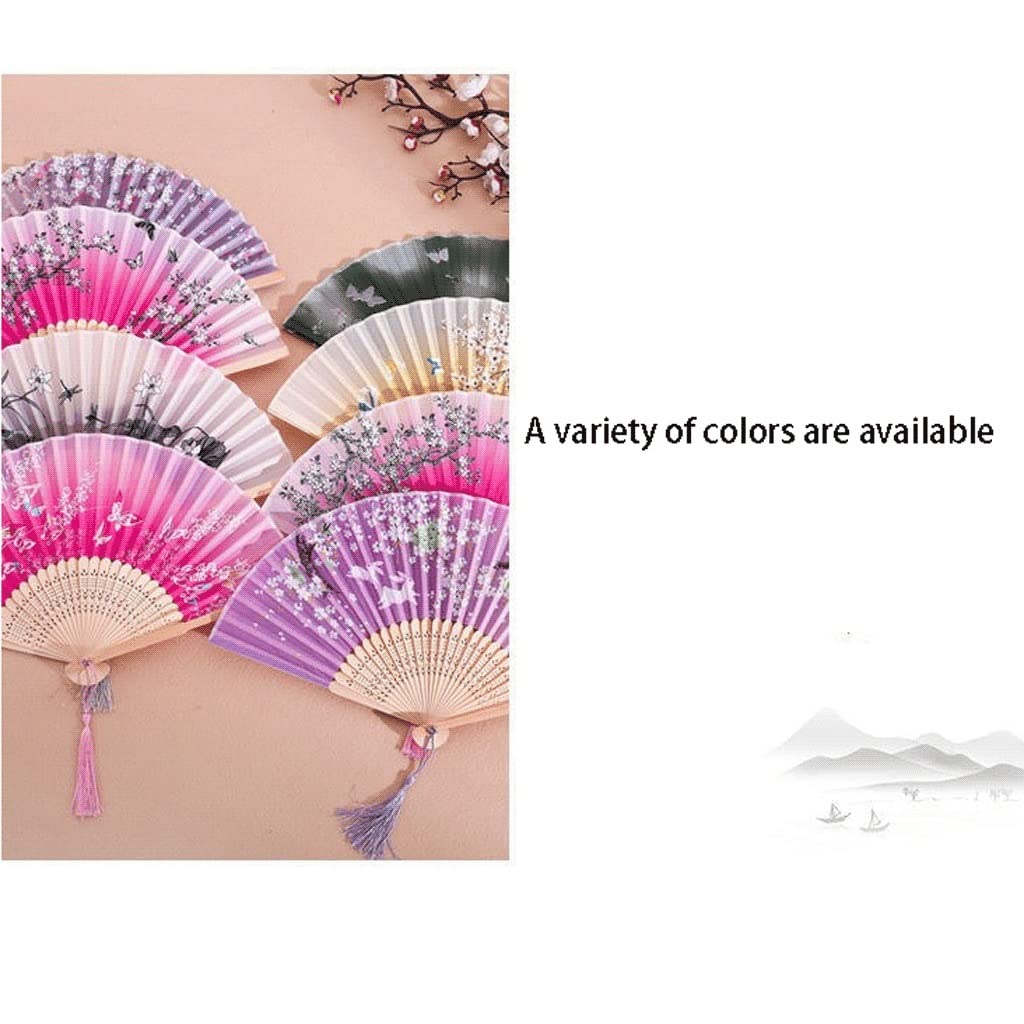 Abanicos plegables decorativos Abanicos plegables Abanicos de mano Abanicos con borla Abanicos plegables florales de mano for mujeres Danza Boda decorativa Regalo rosa Abanico de mano(Pink J)