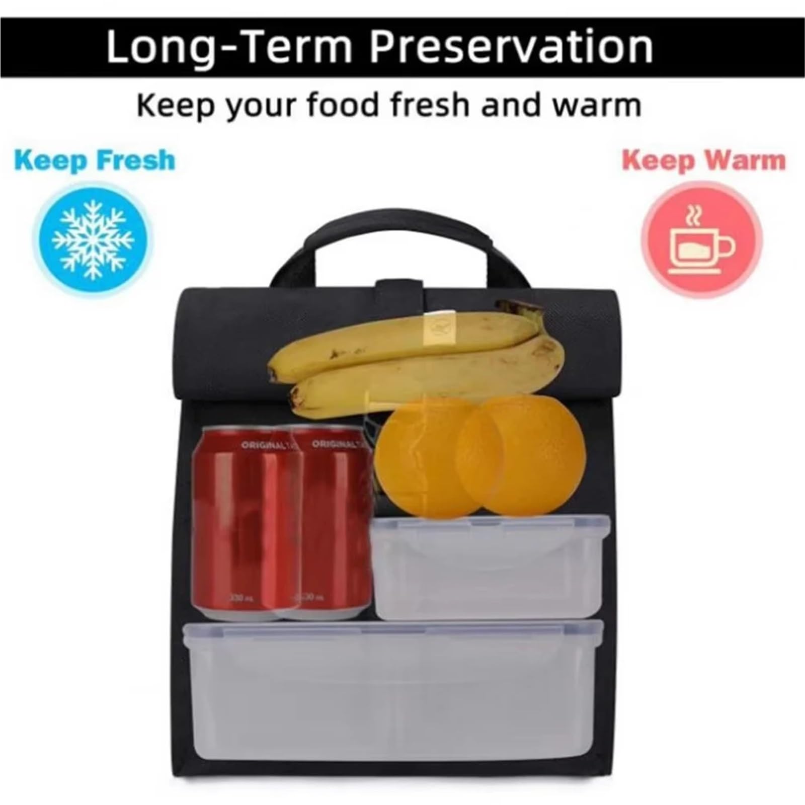 Sac Isotherme Repas Sac Isotherme Portable, 1 pièce, Design à Pression, Pack de Pique-Nique, Garde Les Aliments au Chaud et Froid, Accessoires Camping for déjeuner(Dark Blue)