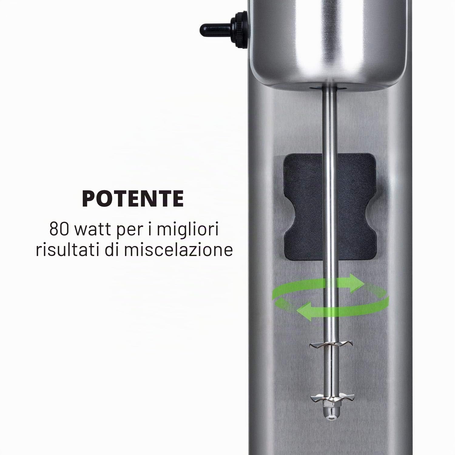 KLARSTEIN Kraftpaket Pro - Drink Mixer, 80 Watt, 1 L, 2 Livelli, 20000 giri/min, Bicchiere in Acciaio Inox, Milkshake & Frullati Proteici, Mixer per Bevande, Bar, Ristoranti, Professionale, Argento