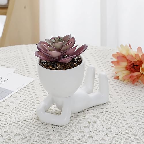 Miniatura 2 de Linda figura de cerámica para decoración de macetas, suculentas, cactus, bonsái, bonsái, maceta de diseño creativo para decoración del hogar y la