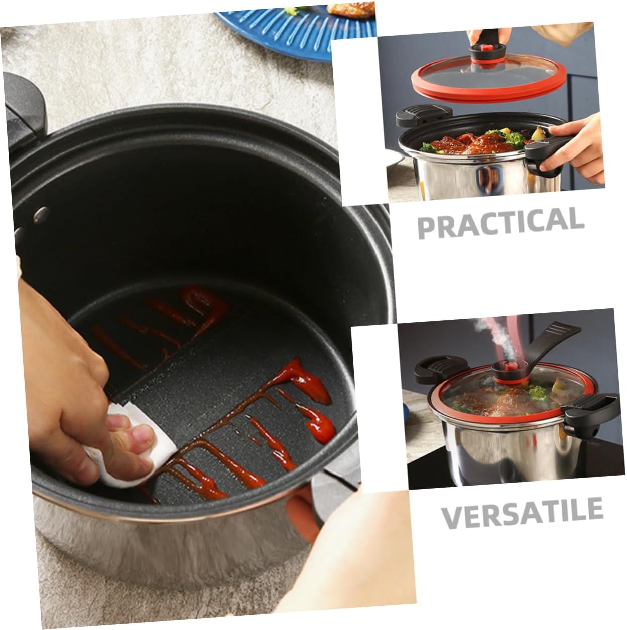 KICHOUSE Micro-pressure Stew Pot Woman Pressure Cooker Nonstick Portable Kitchenware Steamer Pot Stockpot