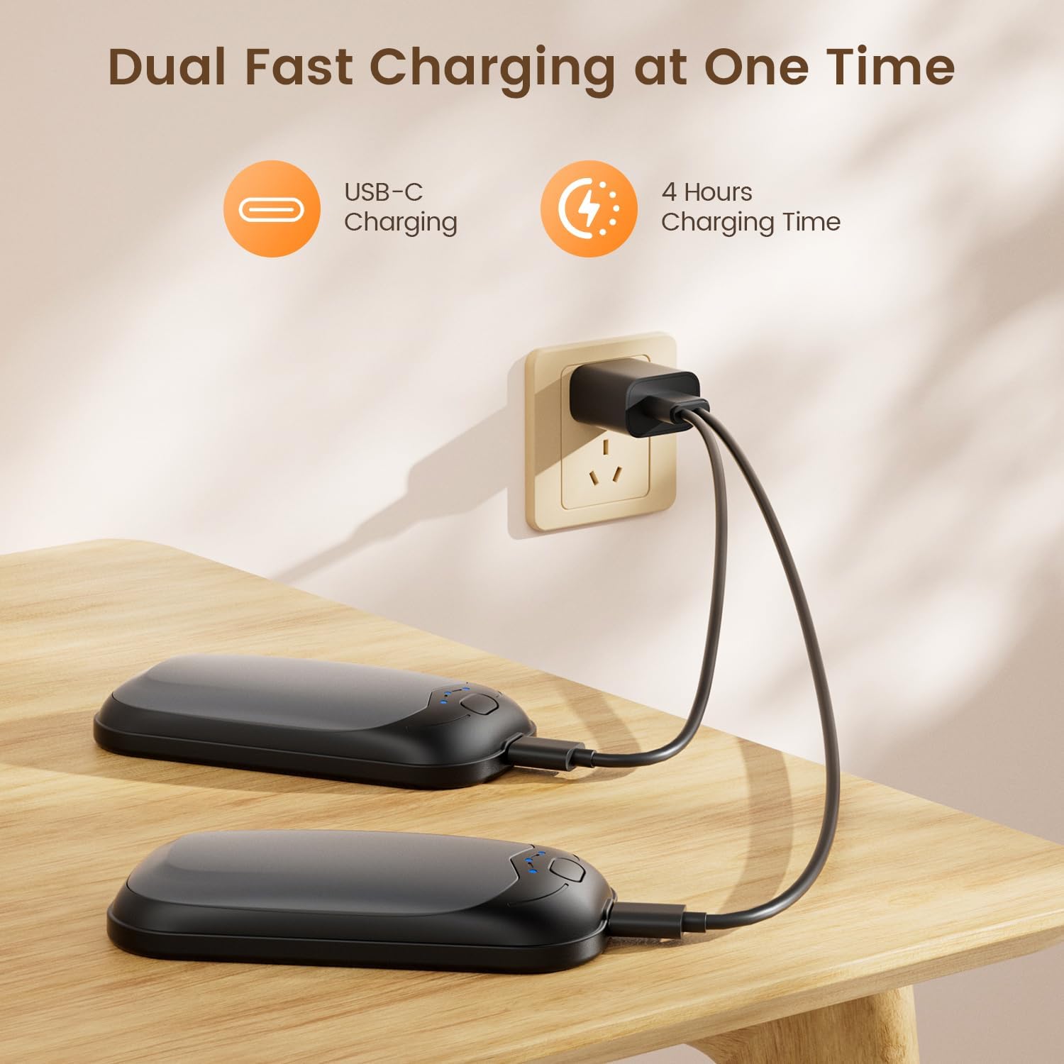 infray Hand Warmers Rechargeable 2 Pack, Electric Hand Warmer Reusable 3 Levels Heating Pocket Warmer, USB AI Handwarmer Portable, Great Gifts for Men Women, Outdoor, Golf, Hunting - Image 6