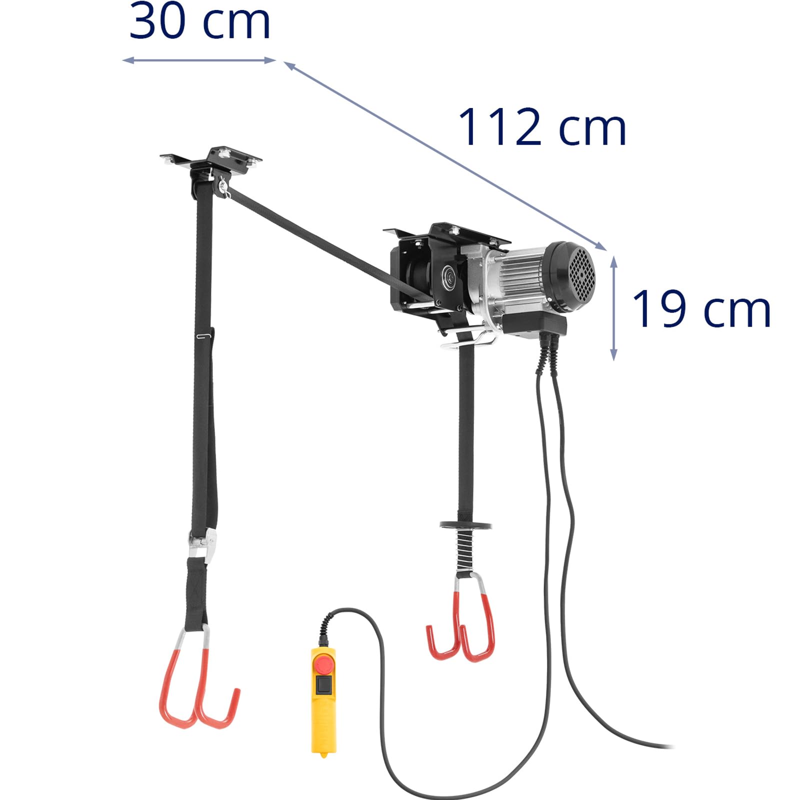 MSW MSW-BL-100 Sollevatore elettrico per bicicletta altezza di sollevamento 3 m 8 m/min 100 kg telecomando cinghie regolabili interruttore di arresto di emergenza e-bike lift sollevamento bicicletta
