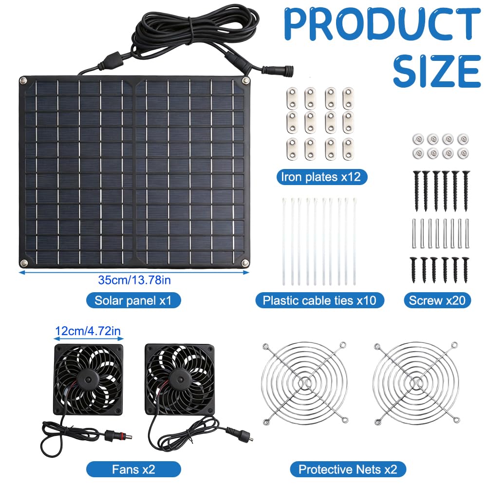 Ventilateur solaire 15W 12V double échappement résistant aux intempéries pour extérieur