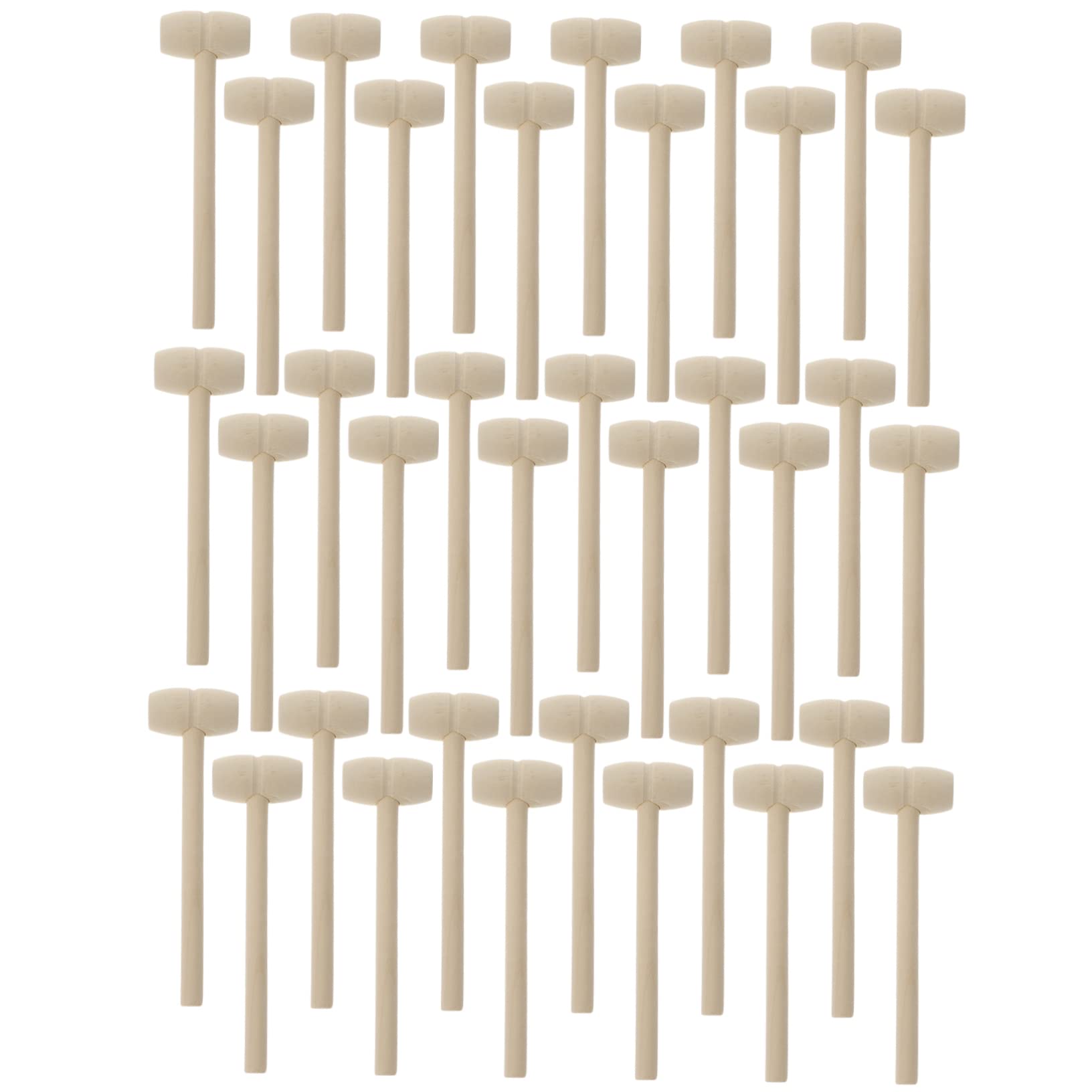 Abaodam 36pcs Mini Wooden Hammer for Fun Parent Interactive Hand Eye Coordination Safe Natural for Age for Shell Knocking and More