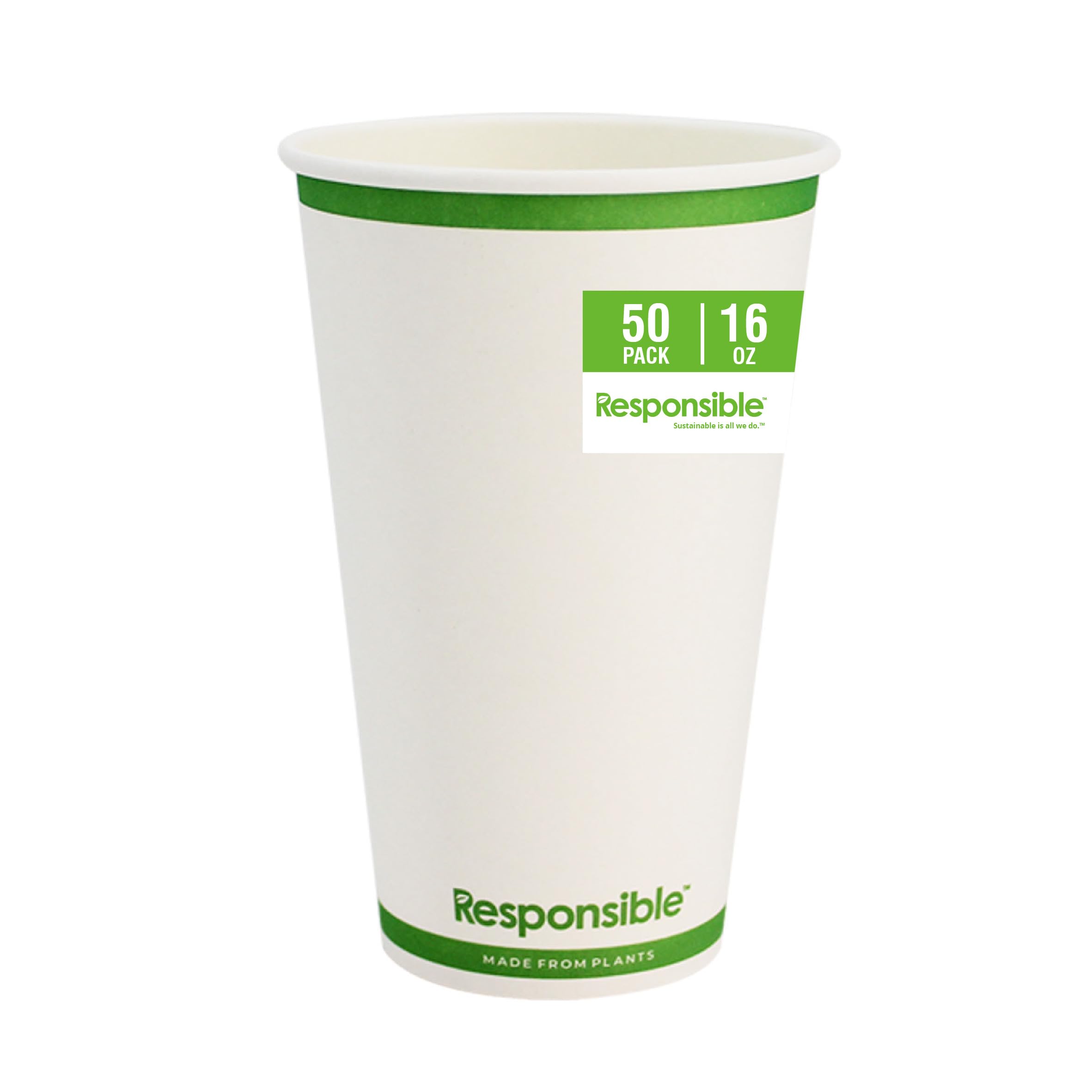Responsible Products 16 oz (50 Count) / Classic White / Casual Cups