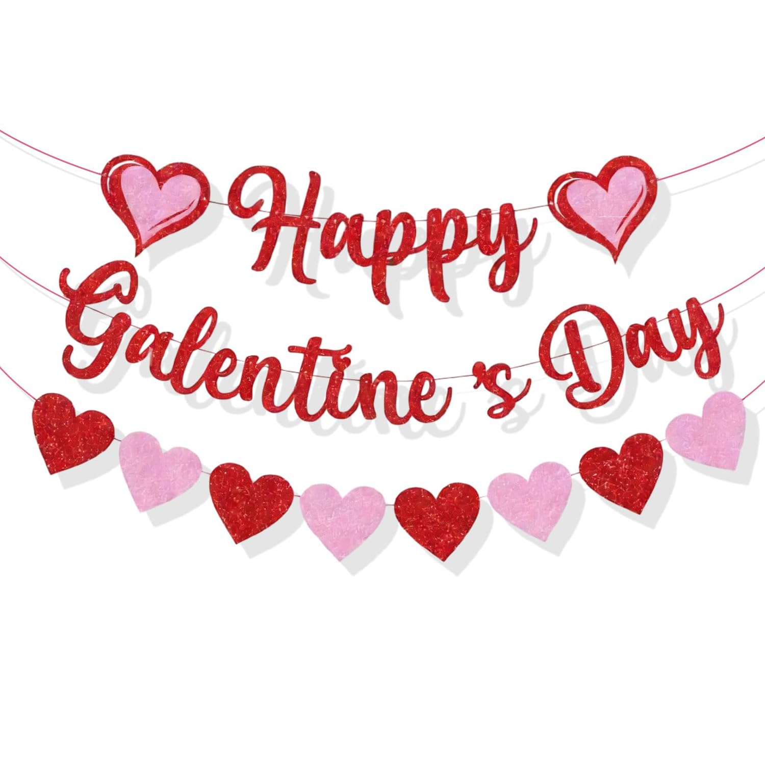 Happy Galentines Day Banner Garland, Galentines Decorations, Heart Banner Garland Decorations for Galentine's Day