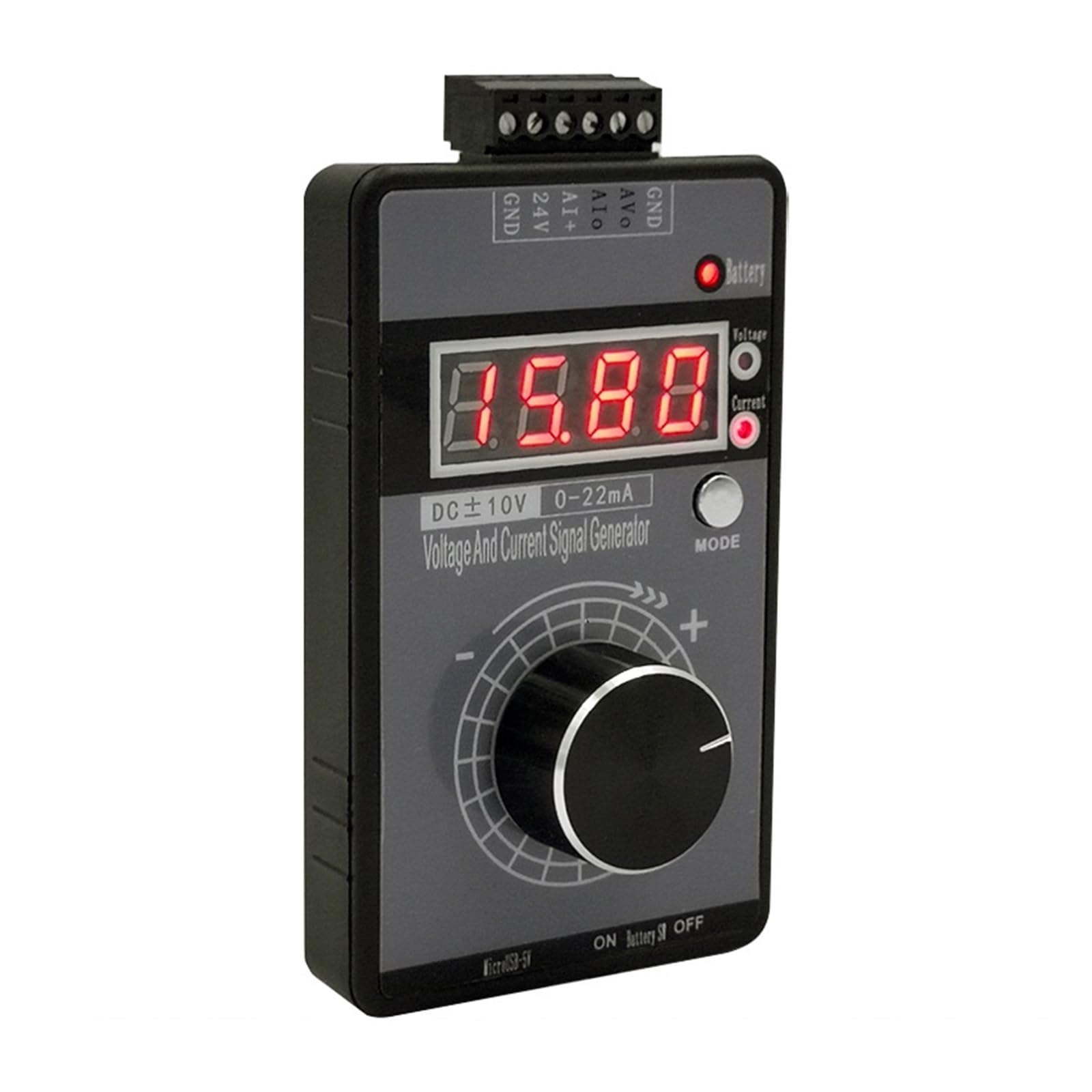 Oscilloscopio Generatore di Segnale 4-20mA Tensione Regolabile Segnale Corrente -10V -10V 0-22mA Simulatore Sorgente(Color:Have Battery Inside)