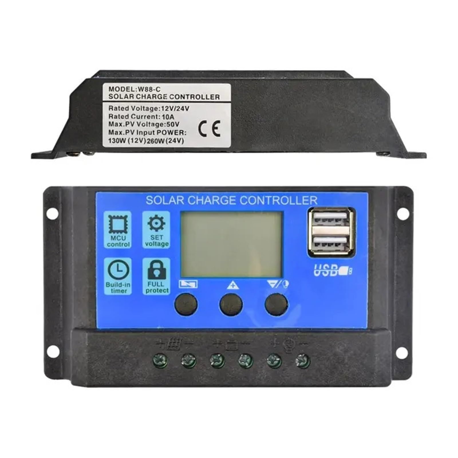Solar Charge Controller, Solar Charge Controller 12V/24V PWM 10A 30A With Adjustable LCD Display Timer Setting(10A)