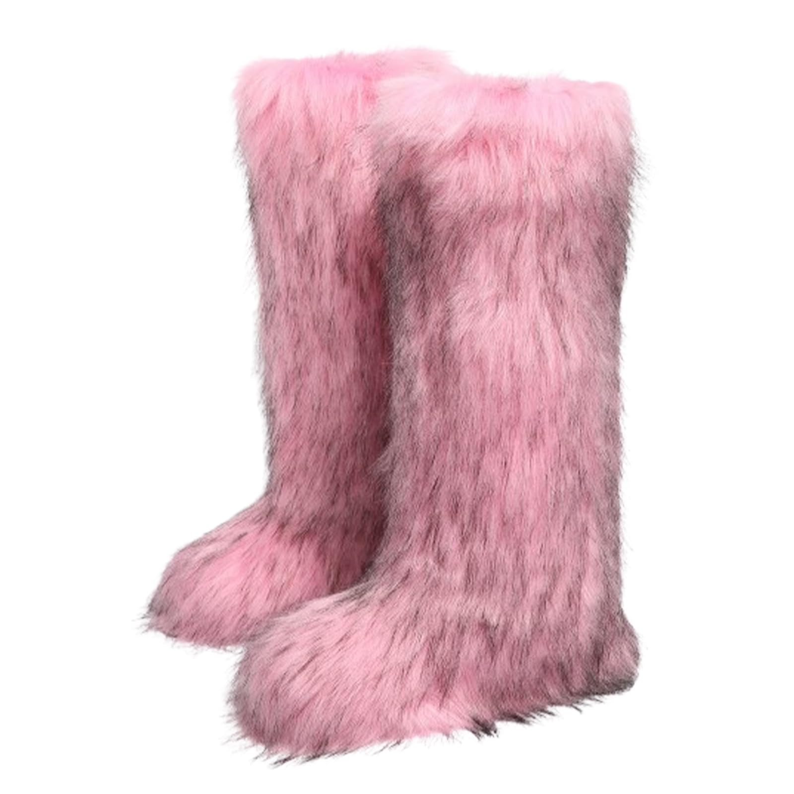 Womens Faux Fur Boots Fluffy Furry Knee High Boots Fuzzy Winter Boots for Women Outdoor Snow Boots