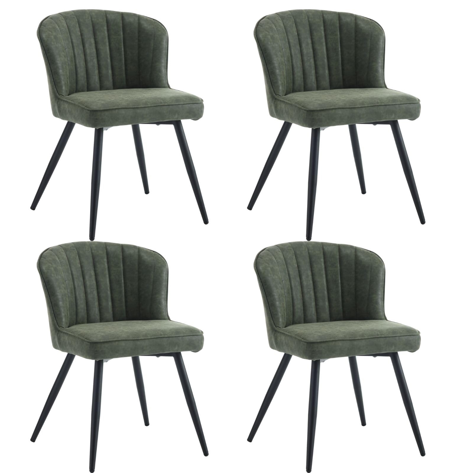 Amazon.com - DAYALANE Green Leather Dining Chairs, Upholstered Kitchen ...