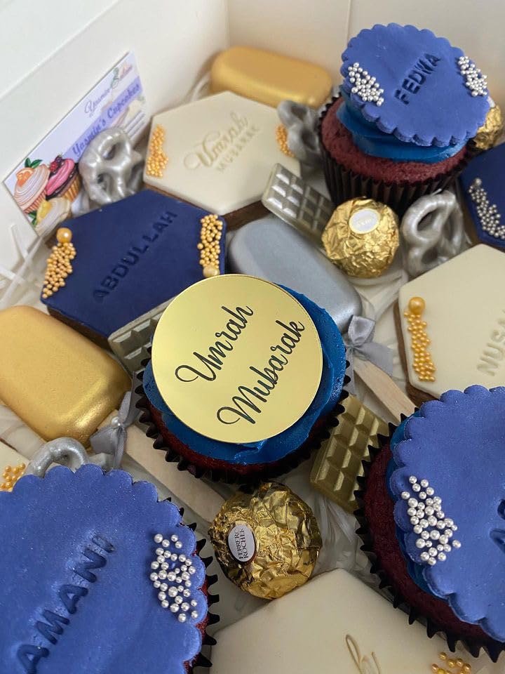 6 Gold Baby Shower Cupcake Toppers - Acrylic Discs For Cake Decor, Gift Tags, Or Party Favors