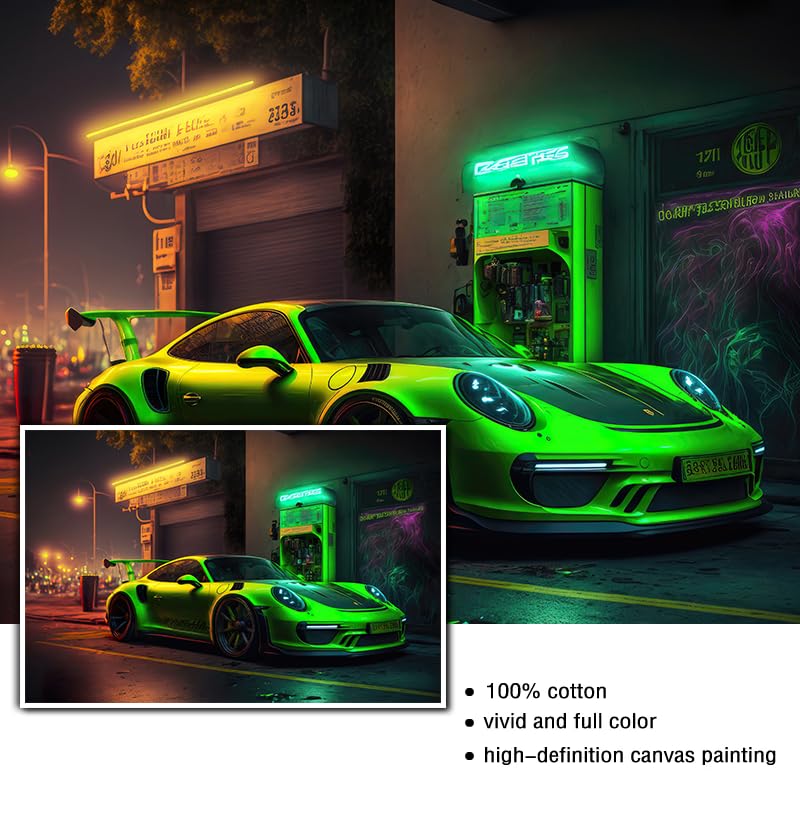 Modern tablo Kırmızı Porsche Garaj Kanvas Tablosu, Büyük Baskı, Aşırı Büyük Pors