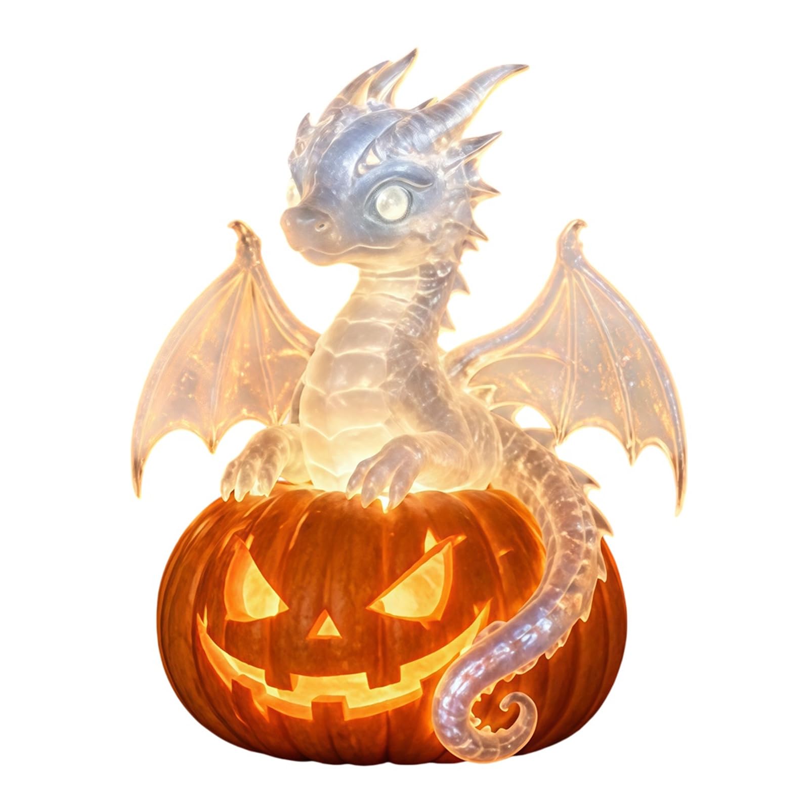 Halloween Pumpkin Night Light, Resin LED Tabletop Ornament for Home Display