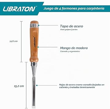 LIBRATON Chisels Set of 4 Professional Chisels for Wood