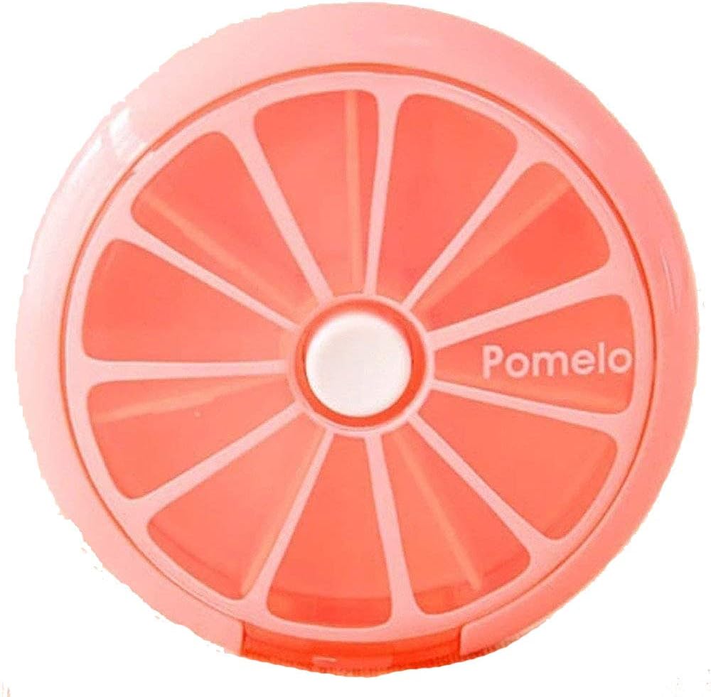 Cestlafit Portable Rotating 7 Day Weekly Pill Dispenser Organizer, Travel Medicine Tablet Organizer, PP Material, Pack of 1, Pomelo