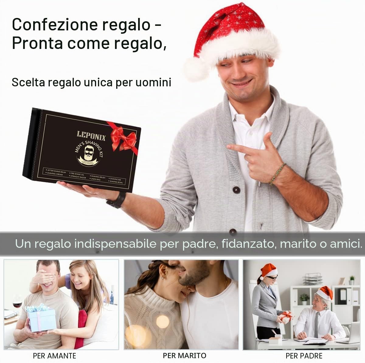 Kit Uomo Rasoio, Sapone, Crema, Olio, Dopobarba, Pennello e Ciotola - Set da Barba Completo