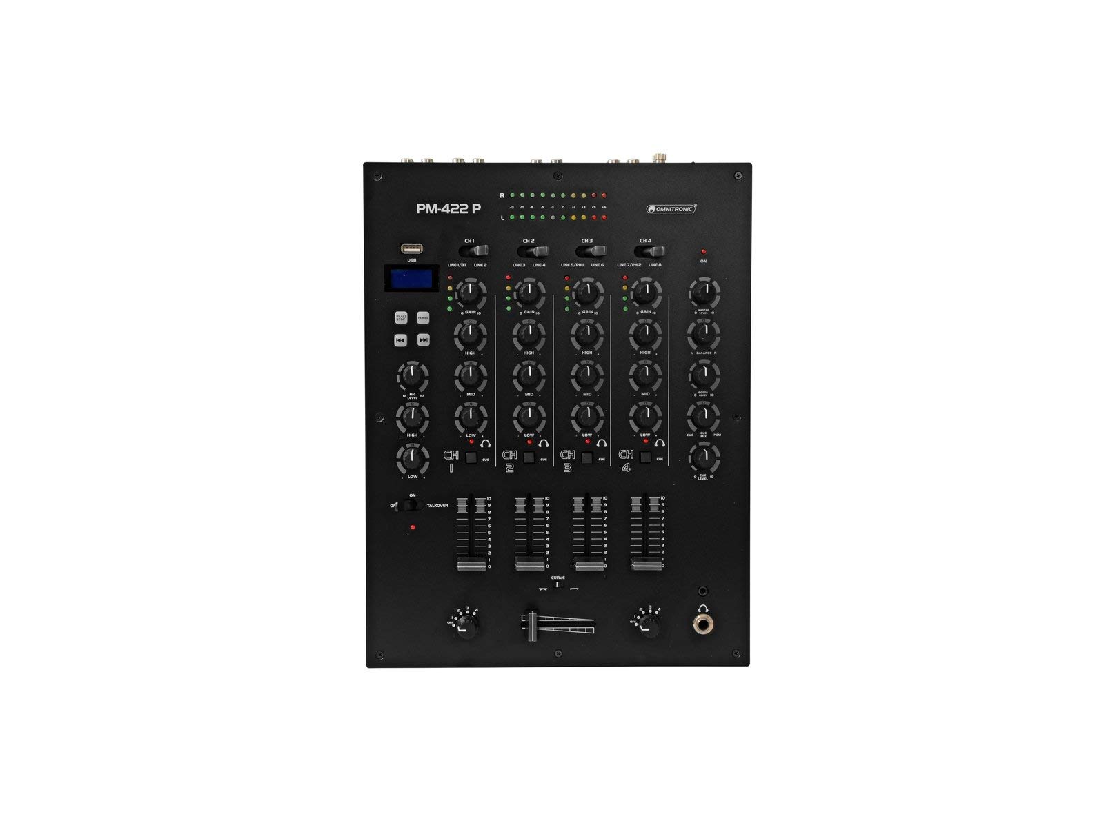 OMNITRONIC PM-422P 4-Kanal-DJ-Mixer mit Bluetooth und USB-Player
