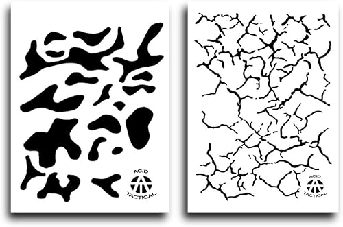 Acid Tactical Paquete de 2 plantillas de camuflaje para aerógrafo de 9 x 14 pulgadas, plantilla Jon Boat MulticamCracked Earth