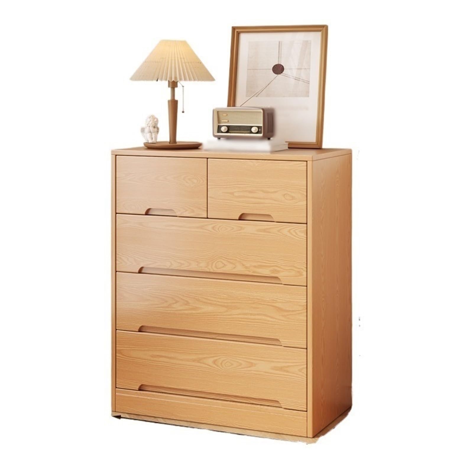 Dh2yjnbf3 Bedroom Dresser For Bedroom Multi-layer Wooden Top Storage Chest Of Drawers With 5 Storage Organizer(Medium)