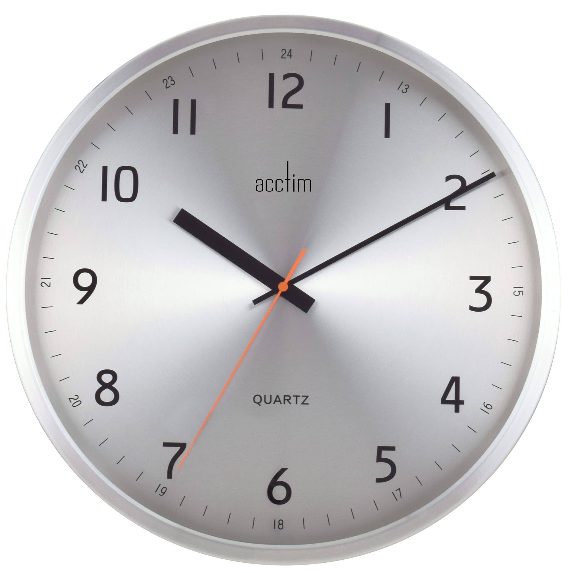 Acctim Silver 29597 Klar Quartz Wall Clock - Brushed Aluminium