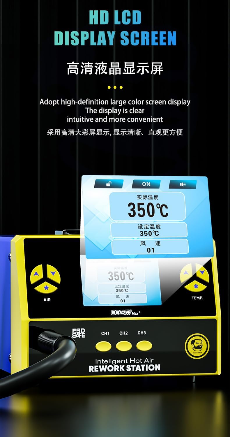 Rework Hot Air Gun MECHANIC 861DW Max+ for Phone Motherboard Repair 1000W Soldering Station PCB Welding Desoldering Tool