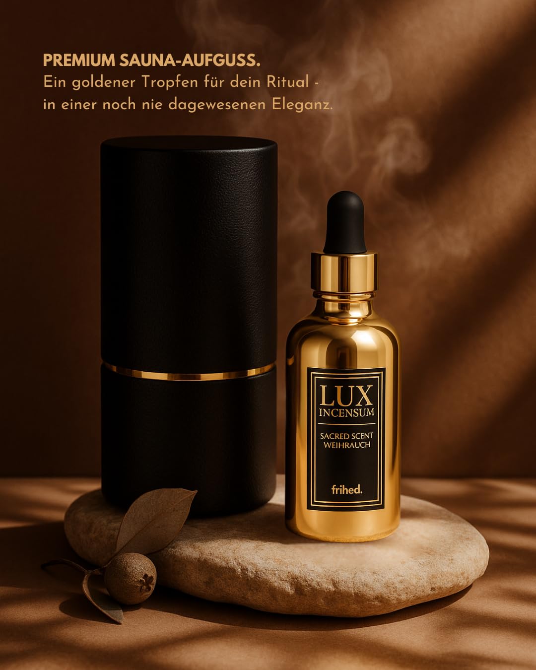 frihed.® Saunaaufguss mit Weihrauch – Sauna Duft erdig & warm – luxuriöser Aufguss für alle Sauna Arten – hochwertiges Aufgussmittel mit Pipette – Saunaöl – Wellness Geschenk Made in Germany (100 ml)