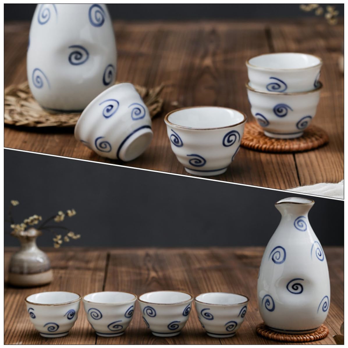POPETPOP Cerámica Tetera de Sake Japonesa Tazas, Estilo Japonés