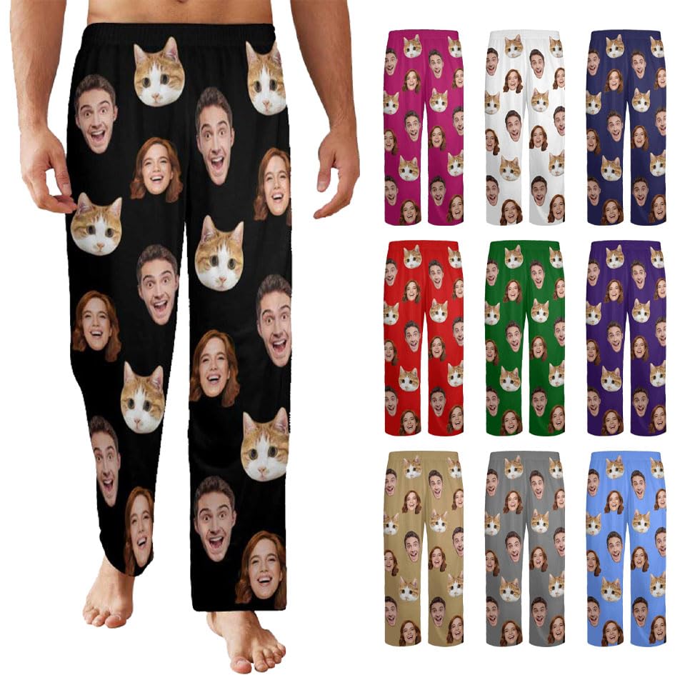 YESCUSTOM Personalized Photo Face Pajama Pants Custom Christmas Pajama Bottoms for Women and Man