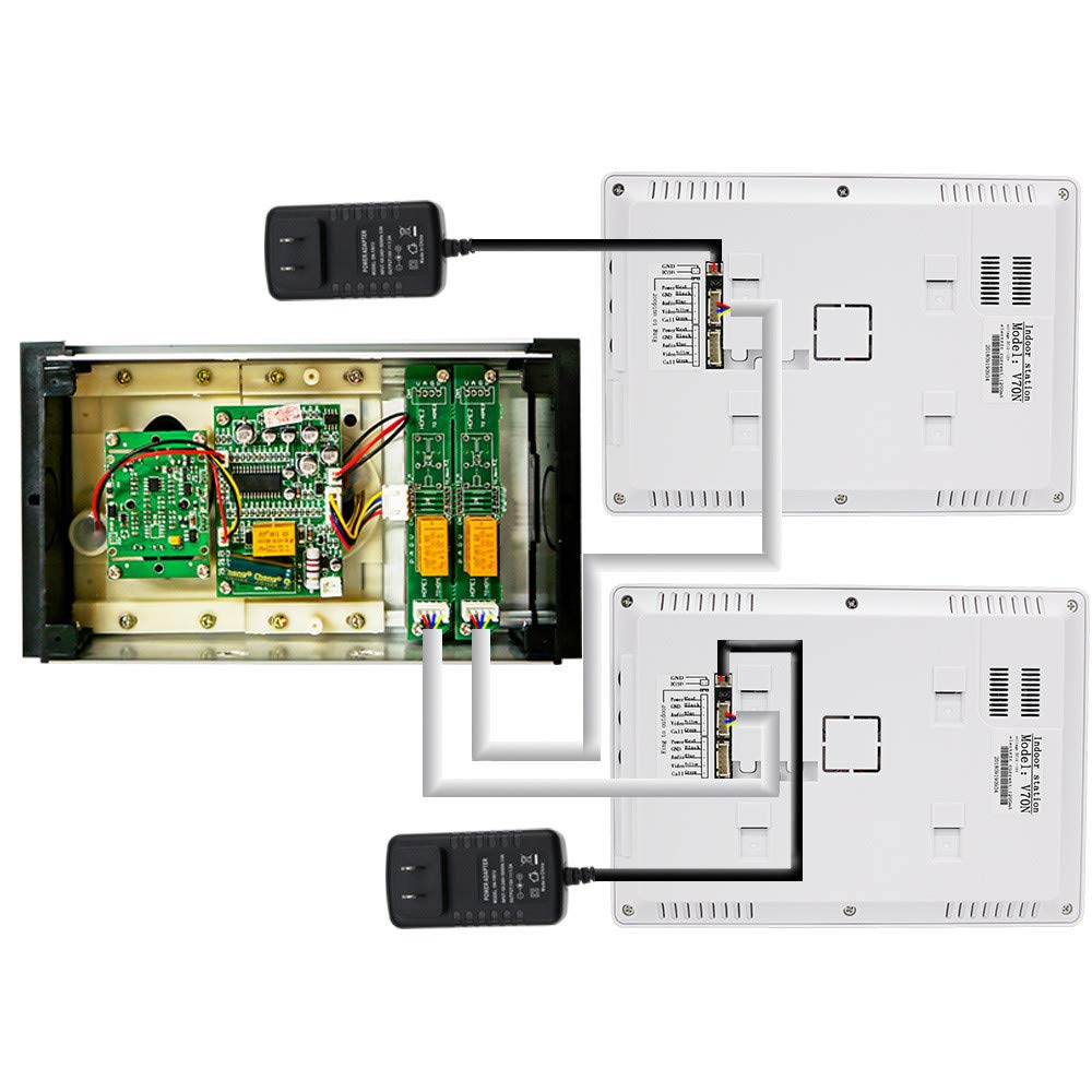 Videocitofono campanello citofono Kit sistema 7 pollici chiaro display IR Solo movimento porta visione notturna campanello 2 monitor per casa/appartamenti