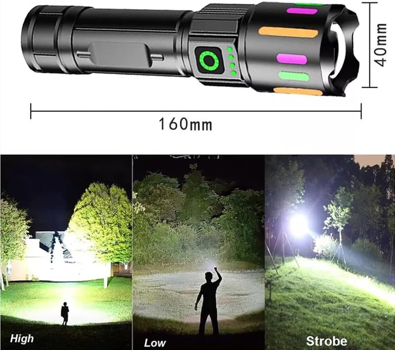 Miniatura 4 de Linternas recargables de alto lúmenes con luz de trabajo COB, 350000000 lúmenes, linterna LED súper brillante, IPX6 impermeable y con zoom para