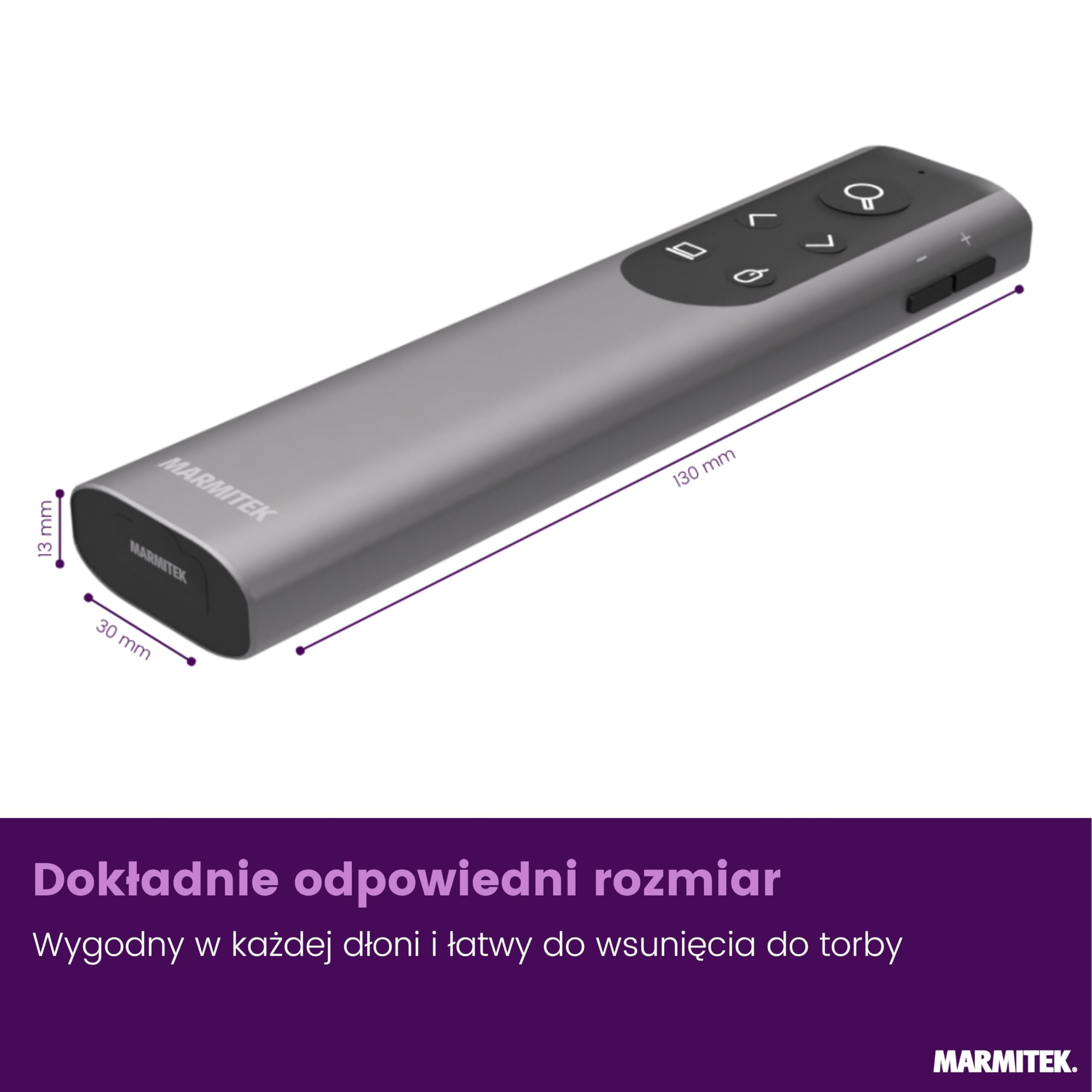Marmitek WPR 400 - Prezenter do prezentacji cyfrowy wskaźnik Air Mouse | Zoom i zaznaczanie, odbiornik USB-C/USB-A, bezprzewodowy prezenter, Clicker PowerPoint, zasięg 100 m, Windows/Mac
