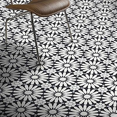 Moroccan Mosaic & Tile House CTP54-01 Alhambra Handmade Cement Tile, 8''X8'', Black/White/Gray