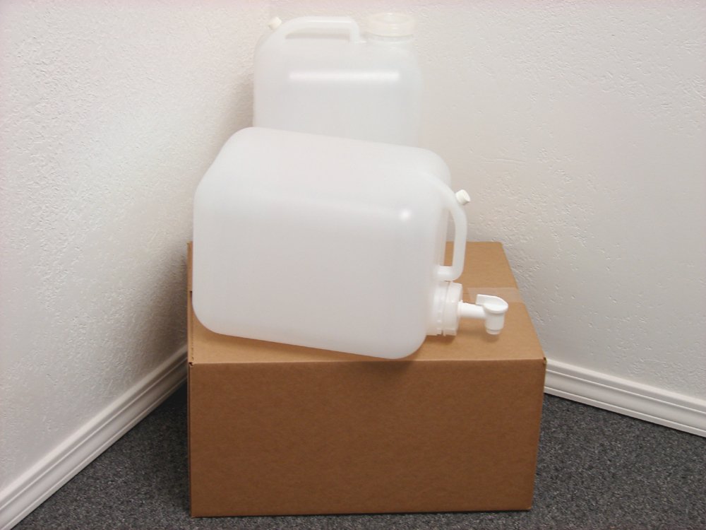 5 Gallon Carboy, 2 Pack (10 Gallons), Emergency Water Storage Kit - New! - Clean! - Boxed! - Free Spigot!