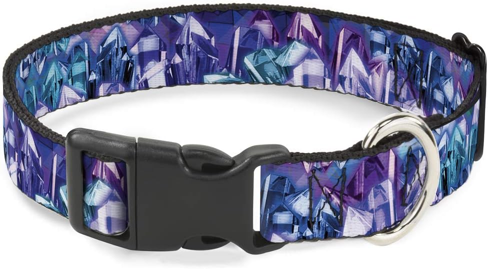 Buckle-Down Plastic Clip Collar - Crystals2 Blues/Purples - 1.5" Wide - Fits 16-23" Neck - Medium