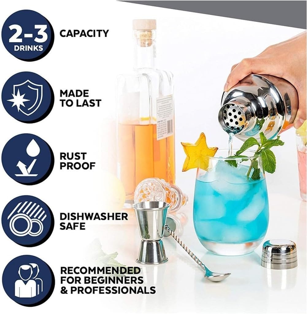 Juego Coctelera Mezclador de Acero Inoxidable de 3 Piezas para Principiantes, Juego de Herramientas para Tienda de té y Leche, coctelera Cocktail Kit