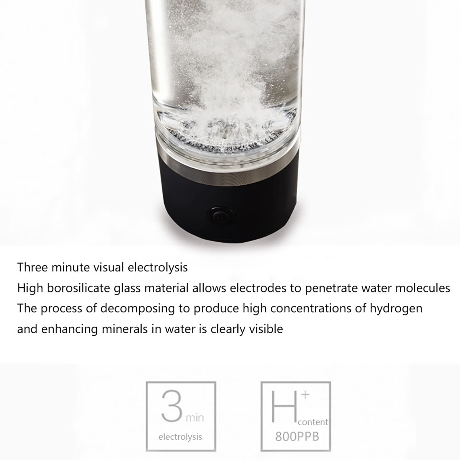 450ML Botella De Agua Alcalina De Hidrógeno Ionizador Generador De Agua Rica En Hidrógeno Tecnología PEM Modo 3 Minutos Hacen Que El Contenido De Hidrógeno Sea De Hasta 1000PPB Con Caja De Regalo
