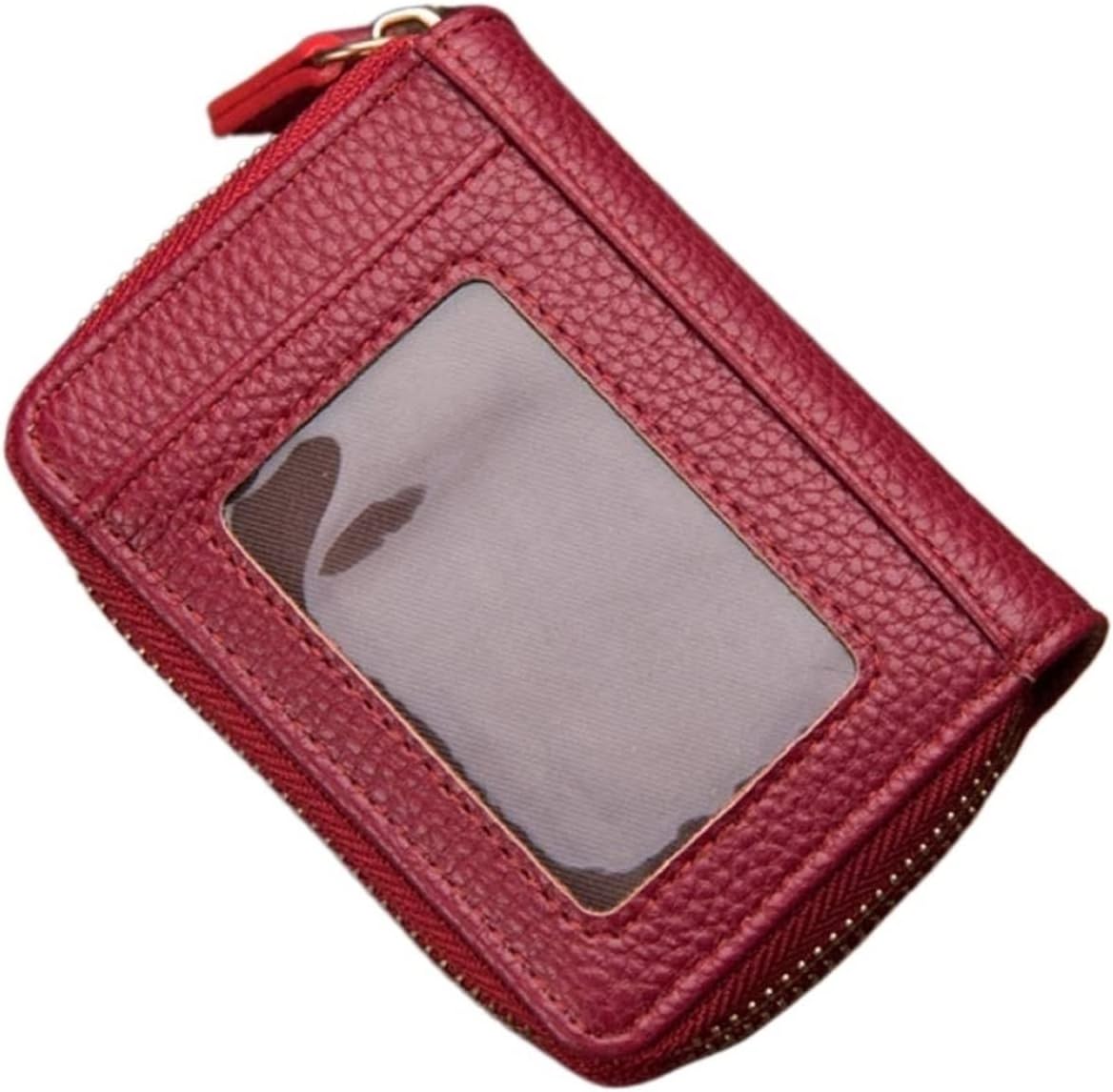 BYERZ Passport ID Card Holder Short Size Organ Zipper Leather Wallet Neutral Travel Business Card Case Purse (Size : Red)