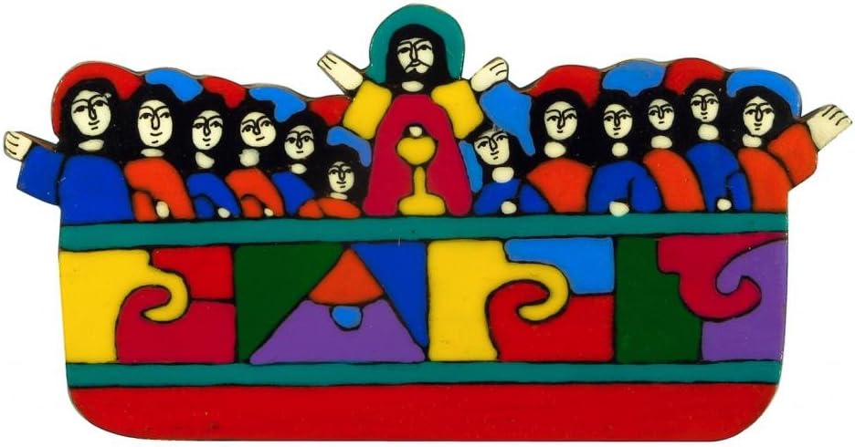 Plaque Holy Communion Gift 13 cm x 7 cm of the Last Supper. Hand painted Last Supper First Communion. First Holy Communion