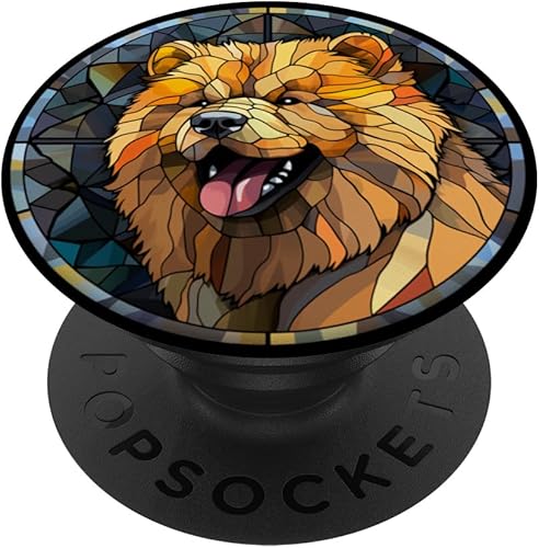 Chow Chow Dog Stained Glass Leadlight Artistic Design PopSockets Standard PopGrip