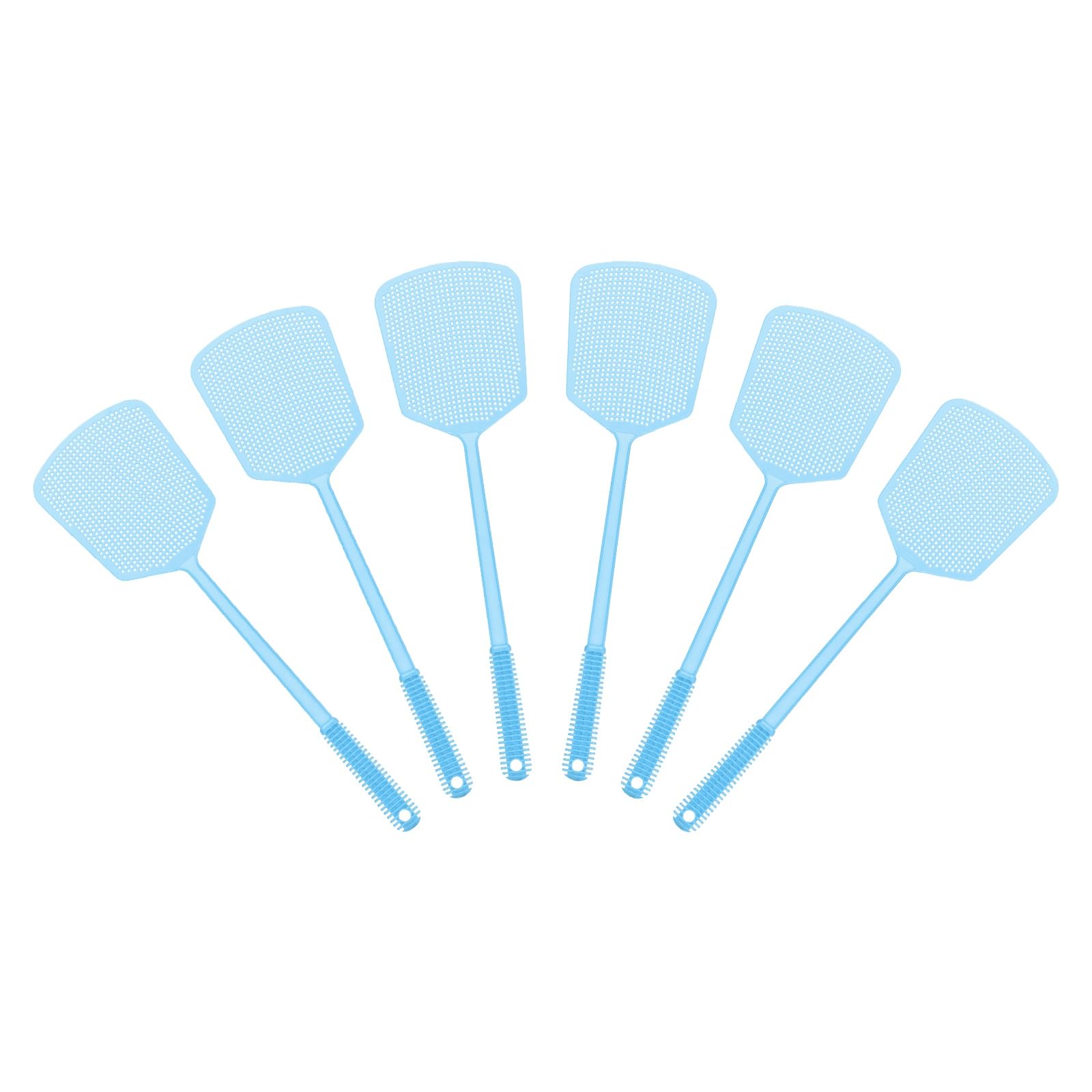 sourcing map 6pcs Fly Swatter 5.9"x4.9" Plastic Manual Heavy Duty Long Handle Fly Swatter for Home Indoor Outdoor, Blue