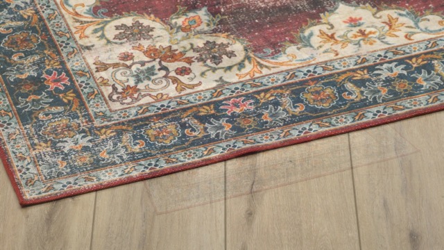 Tapete Lavable Linon 5' x 7' Color Carver Ivory & Burgundy miniatura 7